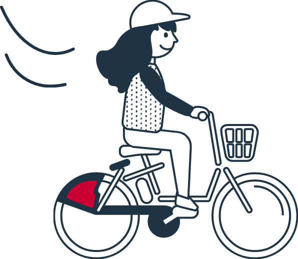 女性が自転車に乗っているイラスト